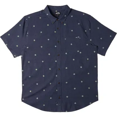 Billabong All Day Neat Jacquard Short Sleeve Button-down Shirt In Dusty Navy