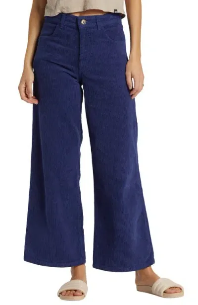 Billabong Be Free Wide Leg Corduroy Pants In Sea Indigo