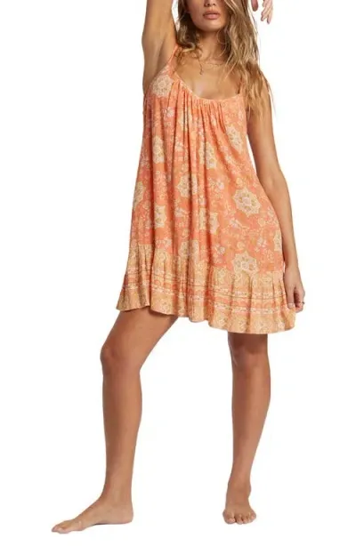 Billabong Beach Vibes Floral Cover-up Dress In Sweet Papaya