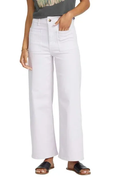 Billabong Free Spirit Stretch Cotton Crop Wide Leg Pants In Lilac Ash