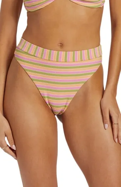 Billabong Hightide Tanlines Maya High Cut Bikini Bottoms In Pink Multi