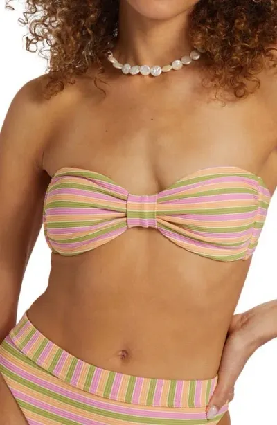 Billabong Hightides Tanlines Betty Strapless Bikini Top In Pink Multi