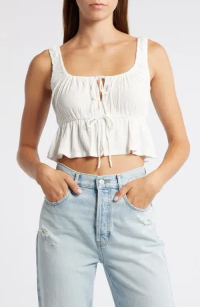 Billabong June Tie Front Peplum Tank In Salt Crystal