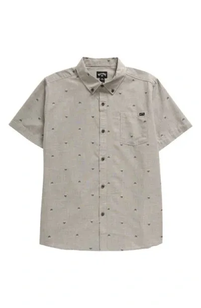 Billabong Kids' All Day Jacquard Short Sleeve Button-down Shirt In Alloy