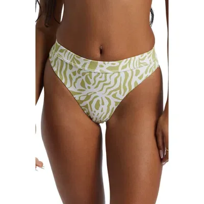 Billabong La Cala Maya High Cut Bikini Bottoms In Moss Joy