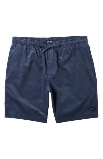 Billabong Larry Layback Corduroy Shorts In Slate Blue