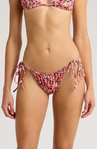 Billabong Love Army Bells Side Tie Bikini Bottoms In Pink Multi