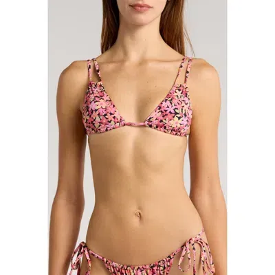 Billabong Love Army Floral Bikini Top In Pink Multi