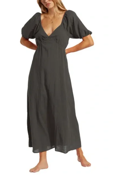 Billabong Love Fade Puff Sleeve Maxi Dress In Black