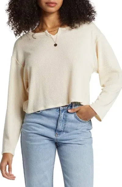 Billabong Mai Tai Long Sleeve Crop T-shirt In White Cap