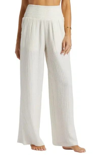 Billabong New Waves Wide Leg Cotton Gauze Pants In Salt Crystal