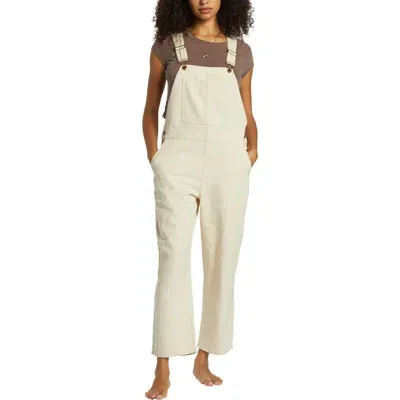 Billabong Sand Canyon Relaxed Fit Overalls In White Cap