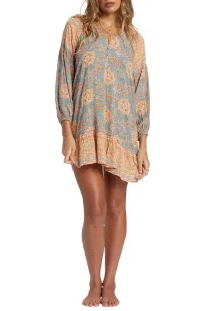 Billabong She's A Dreamer Long Sleeve Shift Dress In Western Sky