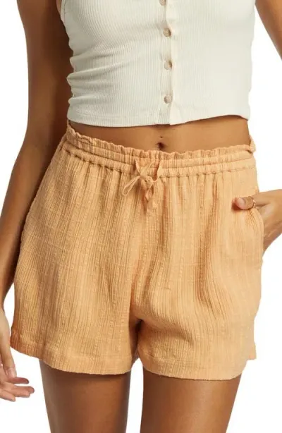 Billabong Sunset Crinkle Drawstring Waist Shorts In Baked Clay