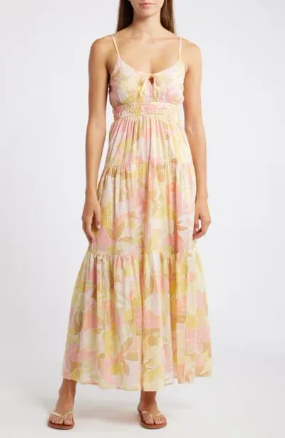 Billabong Sunset Dream Floral Tiered Maxi Sundress In Orange Multi