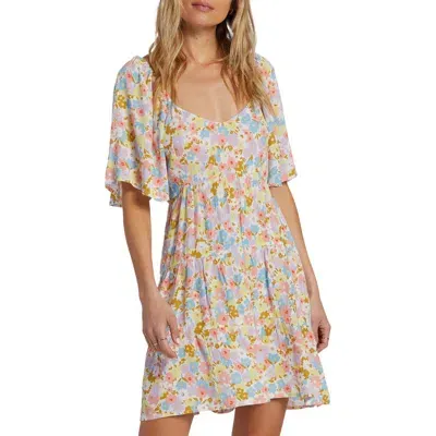 Billabong Take A Chance Floral Minidress In Salt Crystal