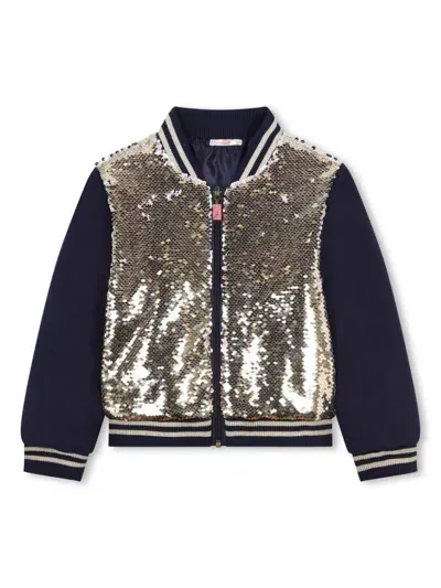 Billieblush Kids' Sequin-embellished Bomber Jacket In Gold