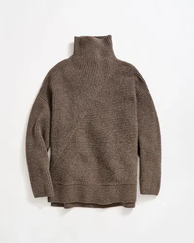 Billy Reid Directional Rib Funnel Neck Sweater In Heathered Mink