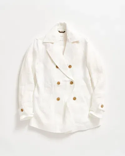 Billy Reid Linen Spring Peacoat In Tinted White