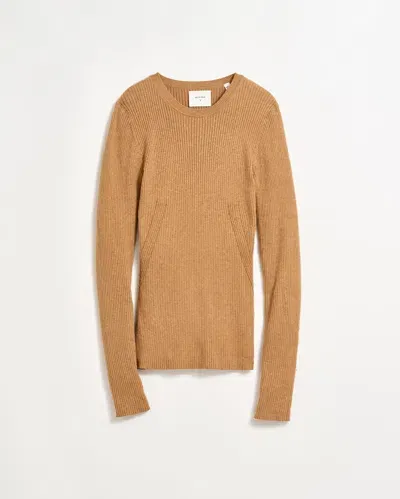 Billy Reid Long Sleeve Rib Crew In Billy's Brown