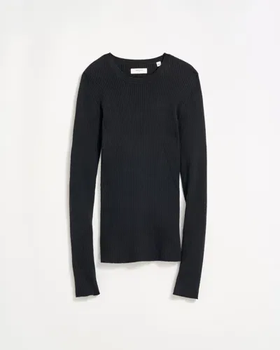 Billy Reid Long Sleeve Rib Crew - Black