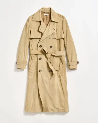 Billy Reid Long Suede Trench Coat In Tan