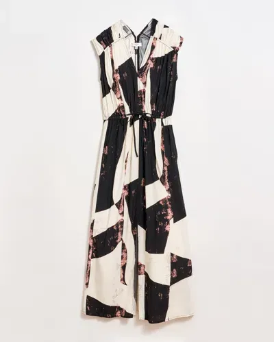 Billy Reid Modern Art V-neck Maxi Dress In Black/white