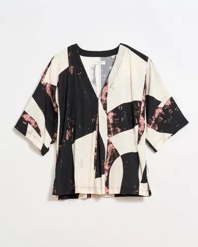 Billy Reid Modern Art V Pleat Blouse In Black/white