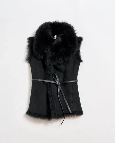 Billy Reid Reversible Shearling Vest In Black