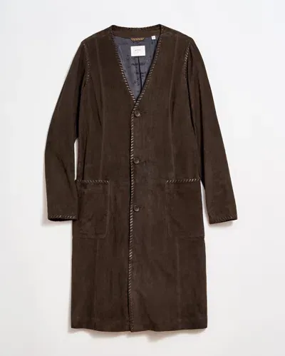 Billy Reid Suede Whip Stitch Coat In Java