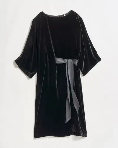 Billy Reid Velvet Tie Waist Dress In Black