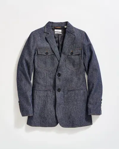 Billy Reid Wool Denim Blazer In Navy