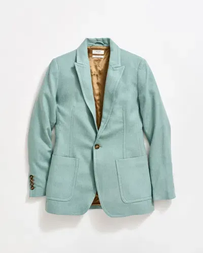 Billy Reid Wool Peak Lapel One Button Blazer In Mineral Blue