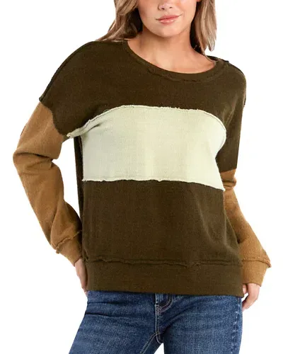 Billy T Color Blocked Top In Multi Green