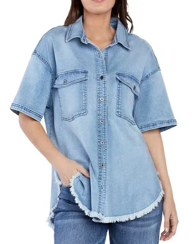 Billy T Denim Frayed Hem Shirt