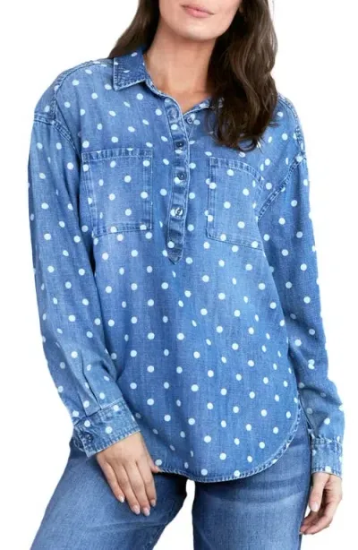 Billy T Dot Print Denim Popover Shirt In Dots