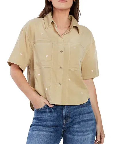 Billy T Love It Embroidered Corduroy Shirt In Latte Heart