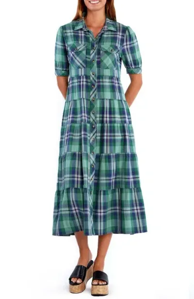 Billy T Lyla Plaid Tiered Shirtdress In Tree Farm Plaid