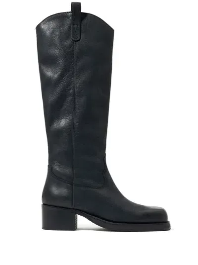 Bimba Y Lola 45mm Leather Cowboy Boots In Black