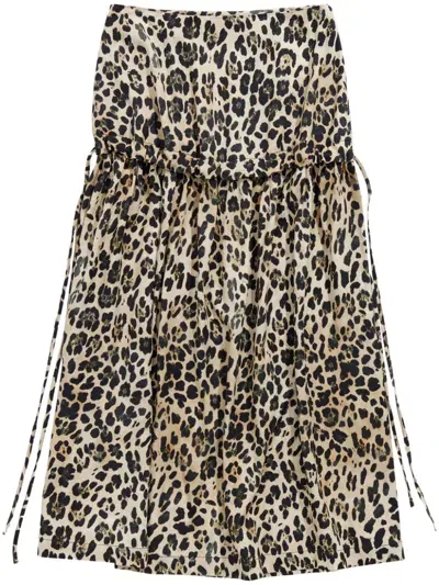 Bimba Y Lola A-line Leopard-print Skirt In Neutrals