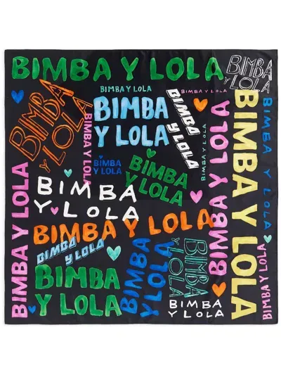 Bimba Y Lola All-over Logo-print Scarf In Black