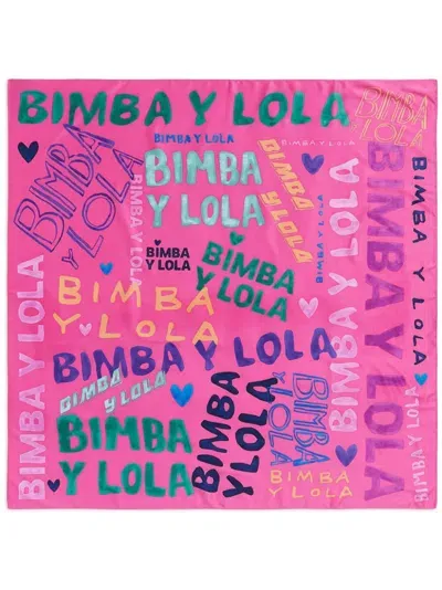 Bimba Y Lola All-over Logo-print Scarf In Pink