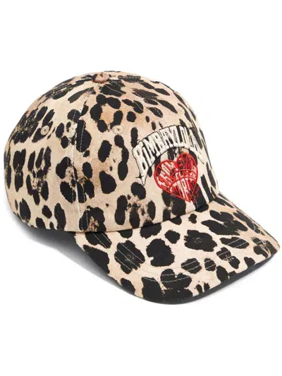 Bimba Y Lola Animal-print Cotton Cap In Neutrals