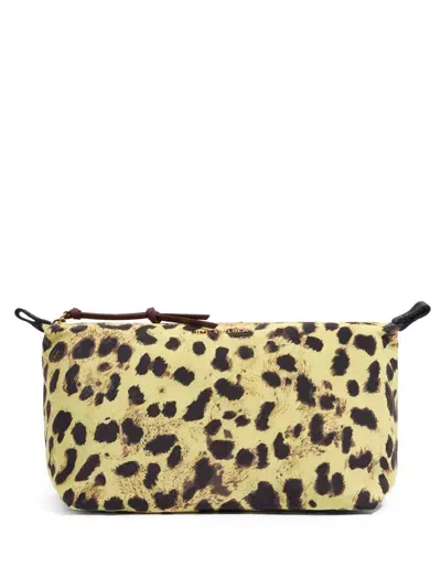 Bimba Y Lola Animal-print Trapeze Makeup Bag In Yellow