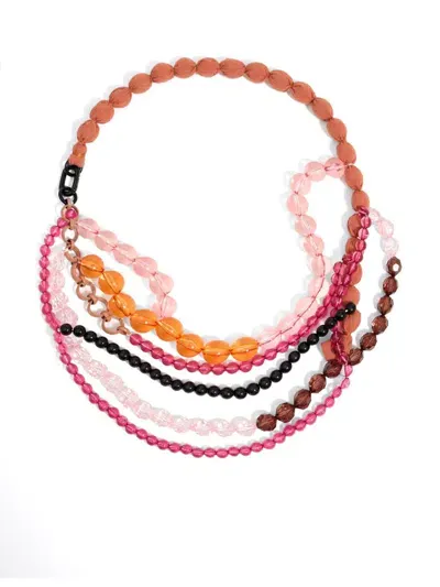 Bimba Y Lola Beads-detail Double-chain Necklace In Pink