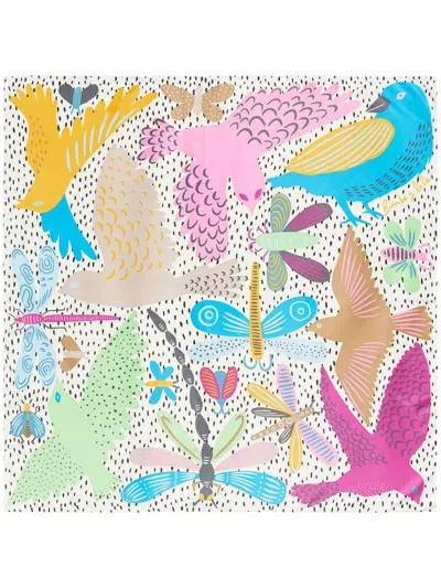 Bimba Y Lola Bugs And Birds Scarf In White