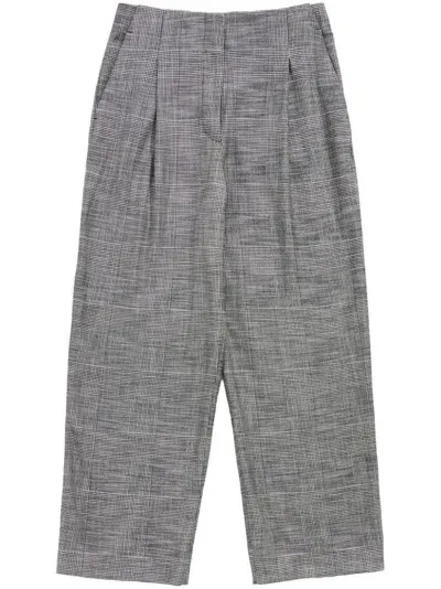 Bimba Y Lola Checked Pleated Trousers In Grey