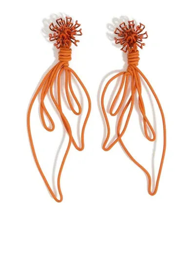 Bimba Y Lola Chrysanthemum Leaves Earrings In Orange