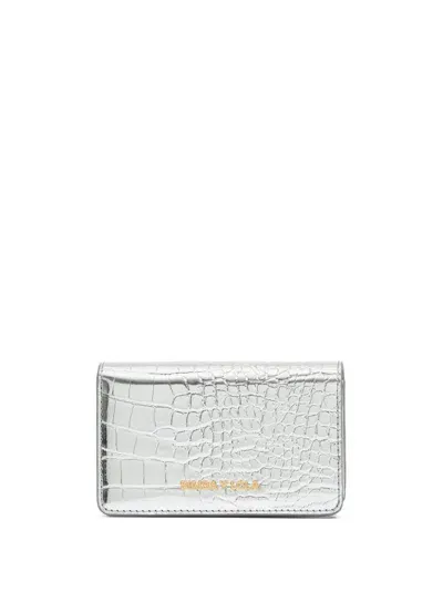 Bimba Y Lola Crocodile-effect Purse In Silver