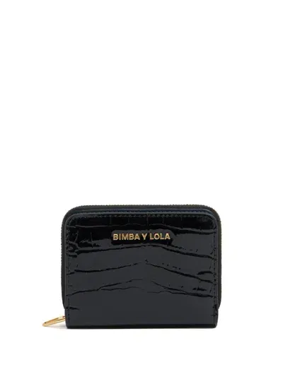 Bimba Y Lola Crocodile-effect Wallet In Black